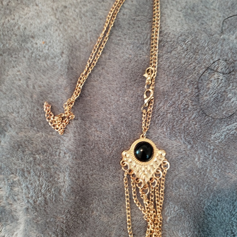 Gold long chain necklace